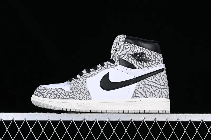 All categories Air Jordan Jordan series basketball shoes Air Jordan 1 High Pure original Air Jordan 1 High OG "White Cement" AJ1 Joe 1 elephant pattern high-top basketball shoes DZ5485-052